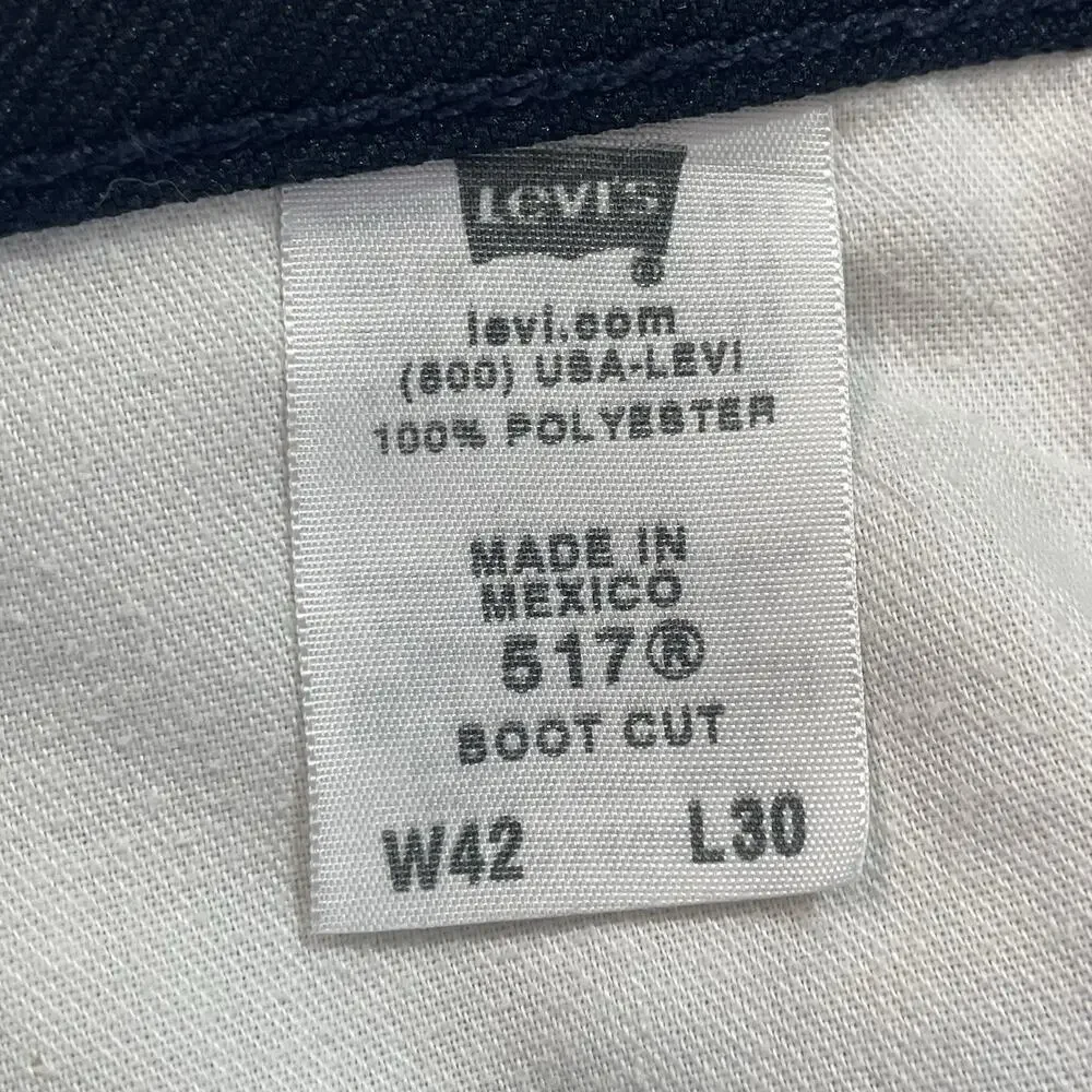 Levi's 517 Bootcut Pants Mens 42x30 Navy Vintage Polyester Western Dress Pants